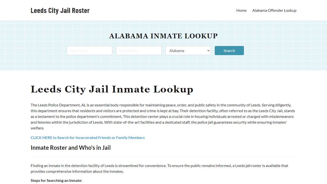 Leeds Police Department & City Jail, AL Inmate Roster, Arrests, Mugshots