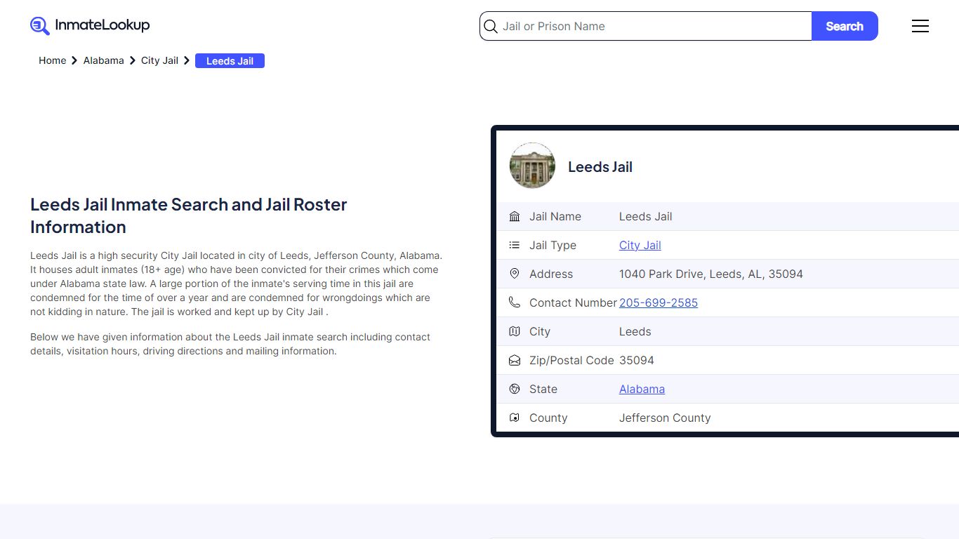 Leeds Jail Inmate Search and Jail Roster Information
